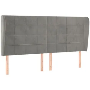 vidaXL Tête de lit avec oreilles Gris clair 183x23x118/128 cm Velours pas cher