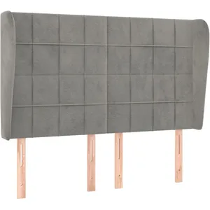 vidaXL Tête de lit avec oreilles Gris clair 147x23x118/128 cm Velours pas cher