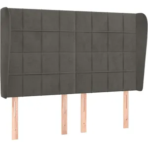 vidaXL Tête de lit avec oreilles Gris foncé 147x23x118/128 cm Velours pas cher