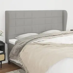 vidaXL Tête de lit avec oreilles Gris clair 163x23x118/128 cm Tissu pas cher