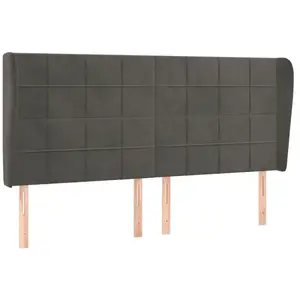 vidaXL Tête de lit avec oreilles Gris foncé 163x23x118/128 cm Velours pas cher