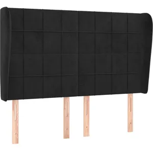 vidaXL Tête de lit avec oreilles Noir 147x23x118/128 cm Velours pas cher