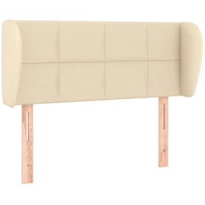 vidaXL Tête de lit avec oreilles Crème 203x23x118/128 cm Tissu pas cher