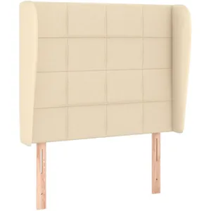 vidaXL Tête de lit avec oreilles Crème 103x23x118/128 cm Tissu pas cher