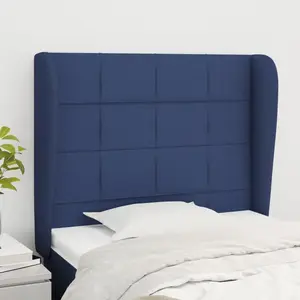 vidaXL Tête de lit avec oreilles Bleu 103x23x118/128 cm Tissu pas cher