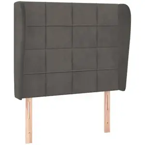vidaXL Tête de lit avec oreilles Gris foncé 83x23x118/128 cm Velours pas cher