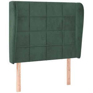 vidaXL Tête de lit avec oreilles Vert foncé 93x23x118/128 cm Velours pas cher