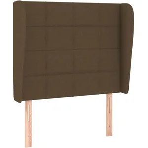 vidaXL Tête de lit avec oreilles Marron foncé 93x23x118/128 cm Tissu pas cher
