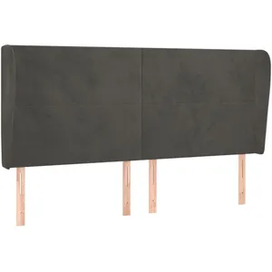 vidaXL Tête de lit avec oreilles Gris foncé 163x23x118/128 cm Velours pas cher