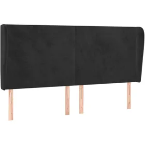 vidaXL Tête de lit avec oreilles Noir 163x23x118/128 cm Velours pas cher