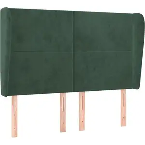 vidaXL Tête de lit avec oreilles Vert foncé 147x23x118/128 cm Velours pas cher