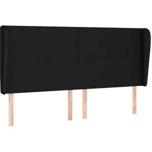 vidaXL Tête de lit avec oreilles Noir 203x23x118/128 cm Tissu pas cher