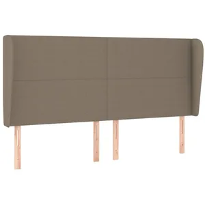 vidaXL Tête de lit avec oreilles Taupe 203x23x118/128 cm Tissu pas cher
