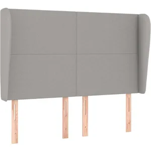 vidaXL Tête de lit avec oreilles Gris clair 147x23x118/128 cm Tissu pas cher
