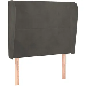 vidaXL Tête de lit avec oreilles Gris foncé 83x23x118/128 cm Velours pas cher