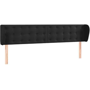 vidaXL Tête de lit avec oreilles Noir 203x23x78/88 cm Velours pas cher