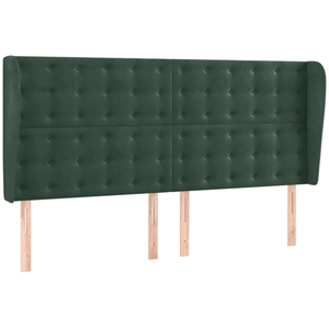 vidaXL Tête de lit avec oreilles Vert foncé 203x23x78/88 cm Velours pas cher