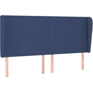 vidaXL Tête de lit avec oreilles Bleu 163x23x118/128 cm Tissu pas cher