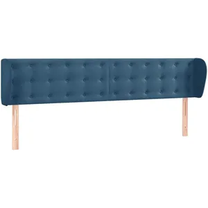 vidaXL Tête de lit avec oreilles Bleu foncé 163x23x78/88 cm Velours pas cher
