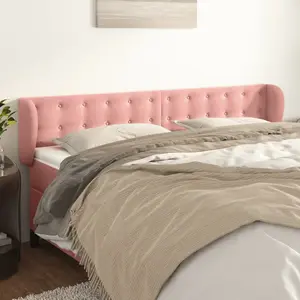 vidaXL Tête de lit avec oreilles Rose 163x23x78/88 cm Velours pas cher