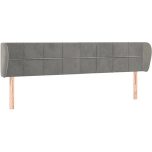 vidaXL Tête de lit avec oreilles Gris clair 163x23x78/88 cm Velours pas cher