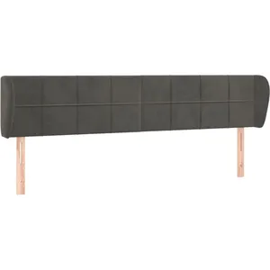 vidaXL Tête de lit avec oreilles Gris foncé 163x23x78/88 cm Velours pas cher