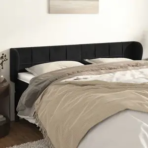 vidaXL Tête de lit avec oreilles Noir 163x23x78/88 cm Velours pas cher