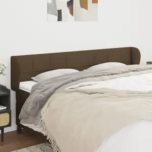 vidaXL Tête de lit avec oreilles Marron foncé 203x23x78/88 cm Tissu pas cher