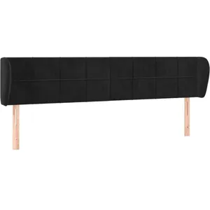 vidaXL Tête de lit avec oreilles Noir 183x23x78/88 cm Velours pas cher