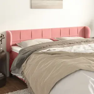 vidaXL Tête de lit avec oreilles Rose 203x23x78/88 cm Velours pas cher