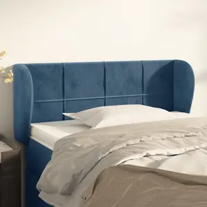 vidaXL Tête de lit avec oreilles Bleu foncé 83x23x78/88 cm Velours pas cher