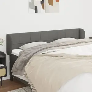 vidaXL Tête de lit avec oreilles Gris foncé 163x23x78/88 cm Tissu pas cher
