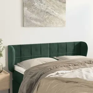 vidaXL Tête de lit avec oreilles Vert foncé 147x23x78/88 cm Velours pas cher