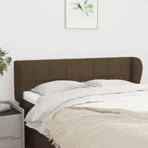 vidaXL Tête de lit avec oreilles Marron foncé 147x23x78/88 cm Tissu pas cher