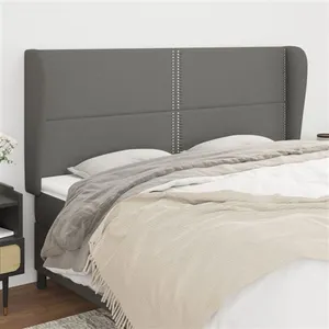 vidaXL Tête de lit avec oreilles Gris foncé 183x23x118/128 cm Tissu pas cher