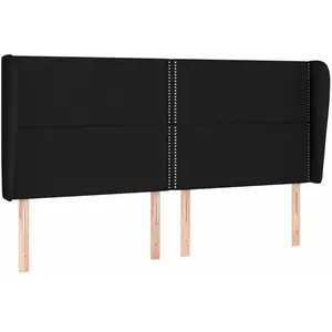 vidaXL Tête de lit avec oreilles Noir 183x23x118/128 cm Tissu pas cher
