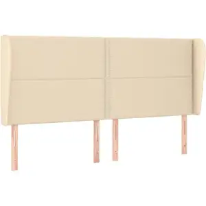 vidaXL Tête de lit avec oreilles Crème 183x23x118/128 cm Tissu pas cher