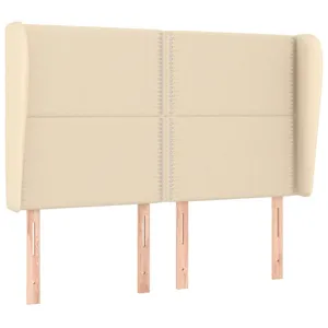 vidaXL Tête de lit avec oreilles Crème 147x23x118/128 cm Tissu pas cher
