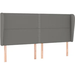 vidaXL Tête de lit avec oreilles Gris foncé 163x23x118/128 cm Tissu pas cher