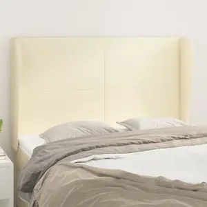vidaXL Tête de lit avec oreilles Crème 147x23x118/128 cm Similicuir pas cher