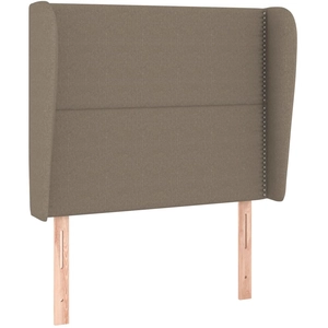 vidaXL Tête de lit avec oreilles Taupe 103x23x118/128 cm Tissu pas cher