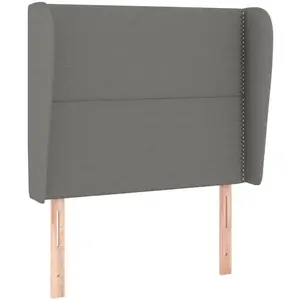 vidaXL Tête de lit avec oreilles Gris foncé 103x23x118/128 cm Tissu pas cher