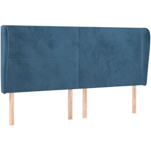 vidaXL Tête de lit avec oreilles Bleu foncé 203x23x118/128 cm Velours pas cher