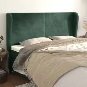 vidaXL Tête de lit avec oreilles Vert foncé 183x23x118/128 cm Velours pas cher