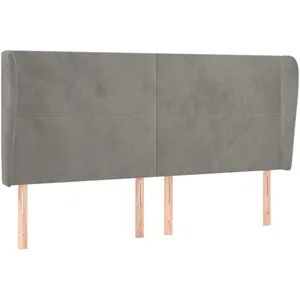 vidaXL Tête de lit avec oreilles Gris clair 203x23x118/128 cm Velours pas cher