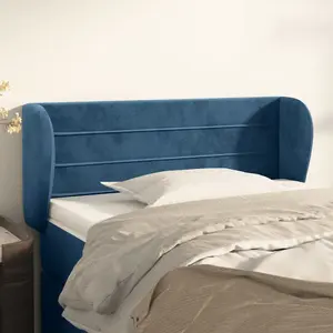 vidaXL Tête de lit avec oreilles Bleu foncé 103x23x78/88 cm Velours pas cher
