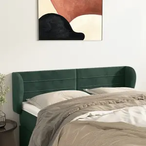 vidaXL Tête de lit avec oreilles Vert foncé 147x23x78/88 cm Velours pas cher