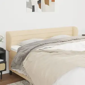 vidaXL Tête de lit avec oreilles Crème 183x23x78/88 cm Tissu pas cher