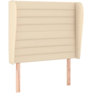 vidaXL Tête de lit avec oreilles Crème 203x23x78/88 cm Tissu pas cher