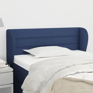 vidaXL Tête de lit avec oreilles Bleu 103x23x78/88 cm Tissu pas cher